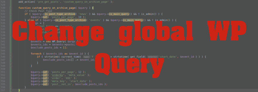 How to change arguments of the global query on default pages
